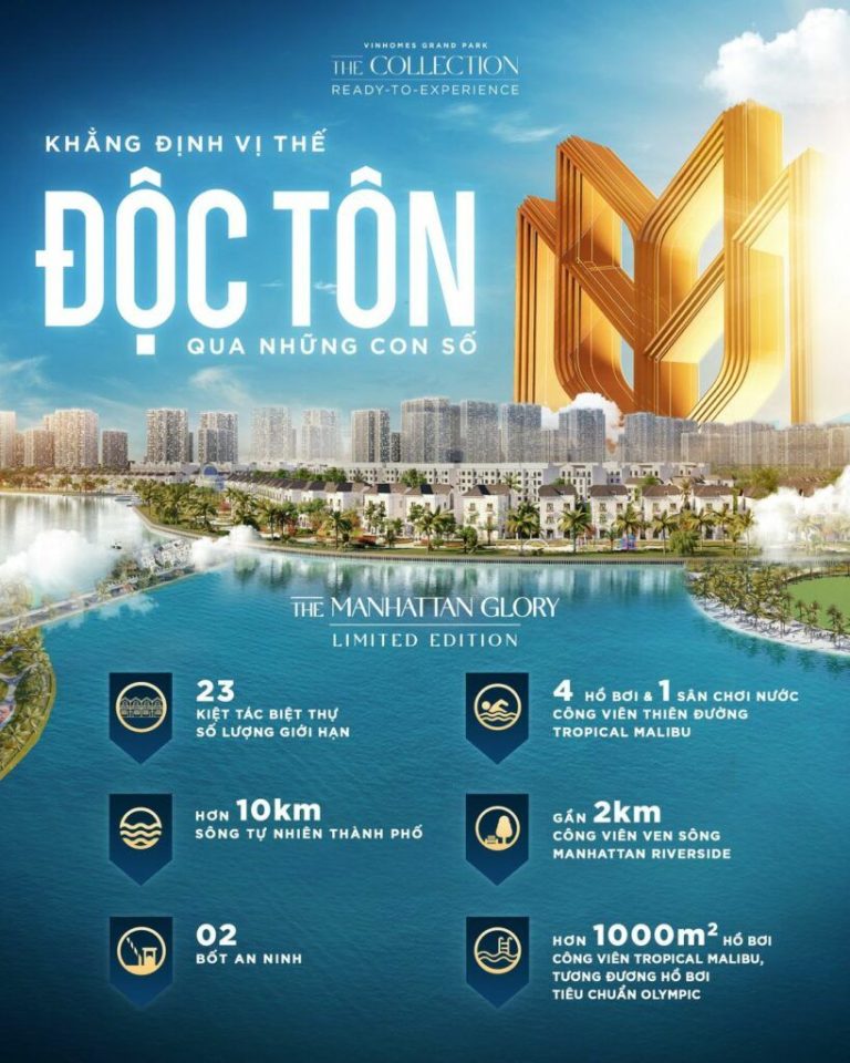 Biệt thự Manhattan Phiên bản giới hạn bên Sông Tắc tại Vinhomes Grand Park – Nhận nhà ngay, quà tặng Tân Gia trao tay 200 triệu