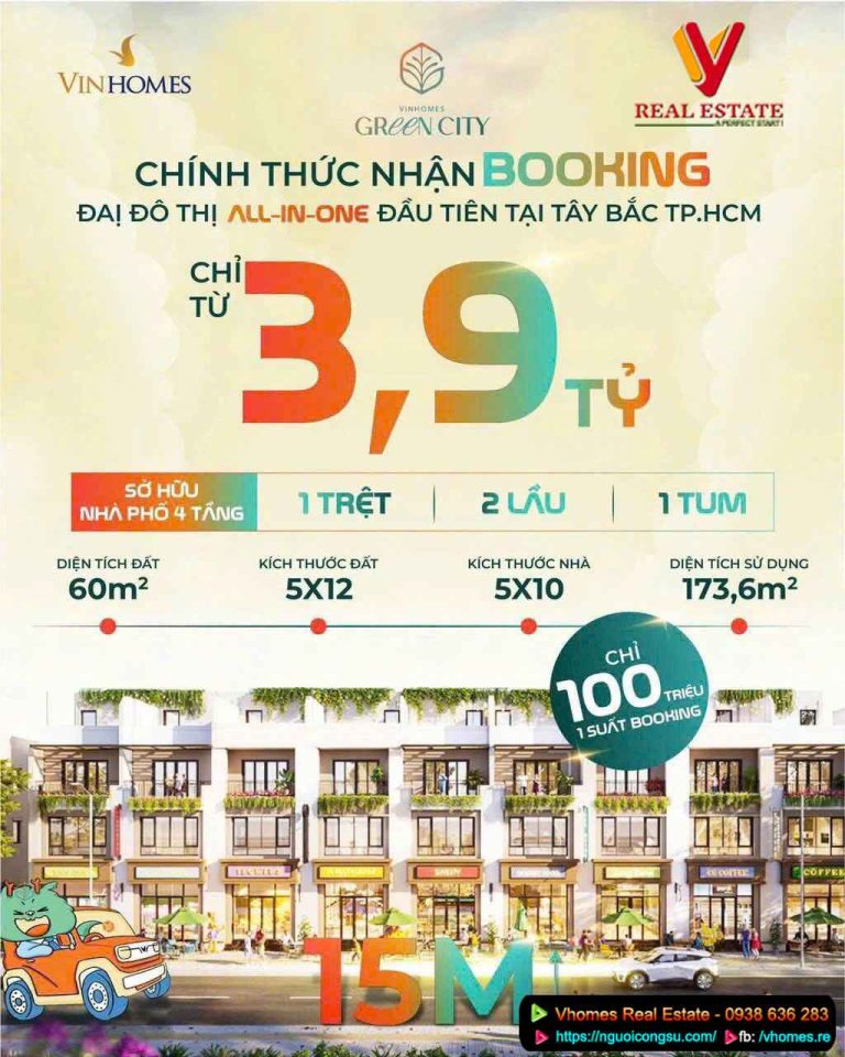 Đỉnh nóc kịch trần tây Sài Gòn: Nhà phố Vinhomes 3 tầng chỉ 3,9 tỷ/căn (Giá đã bao gồm VAT)
