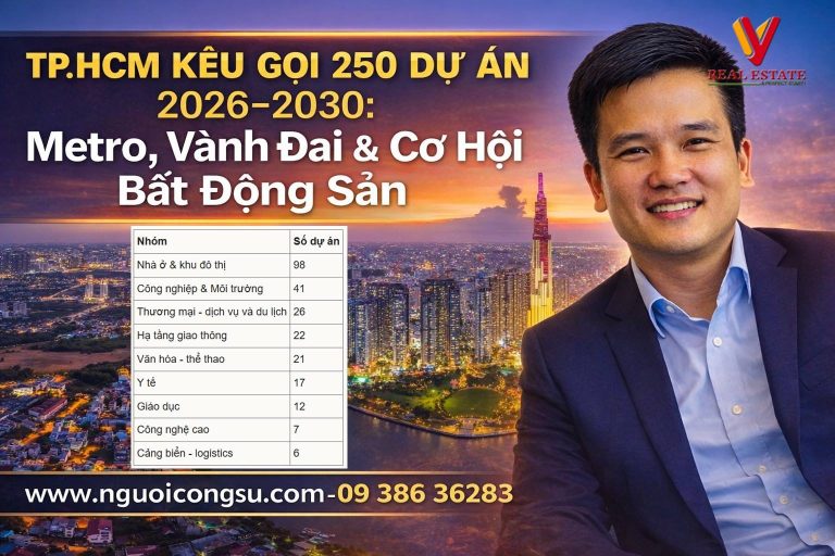 Danh mục 250 Dự Án TP.HCM kêu Gọi 2026–2030: Metro, Vành Đai & Cơ Hội Bất Động Sản